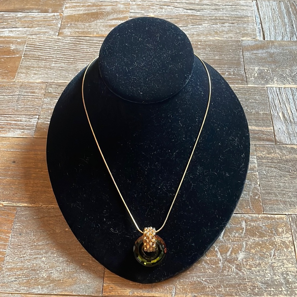14K GF Mini Snake Chain Crystal Ring Necklace🖤